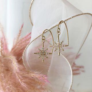 Rhinestone Star Drop Earring 1 Pair - Hook Earring - As Shown In Figure - One Size