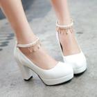 Block-heel Ankle Strap Platform Pumps