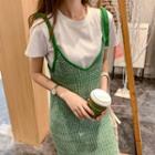 Spaghetti Strap Knit Midi Dress Green - One Size