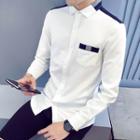 Contrast Panel Long-sleeve Shirt