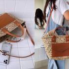 Flap-pocket Straw Tote Bag