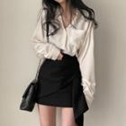 Shirt / Asymmetrical Midi A-line Skirt