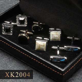 4 Pair Set: Alloy Cufflinks (various Designs) Xk2004 - 4 Pair - Silver - One Size