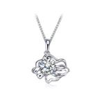 925 Sterling Silver Twelve Horoscope Leo Pendant With White Cubic Zircon And Necklace