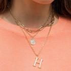 H Pendent Tiered Necklace Gold - One Size