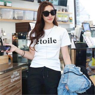 Short-sleeve Lettering Slim-fit T-shirt