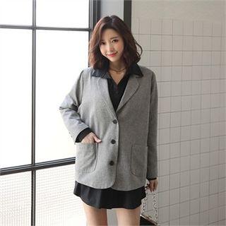 Single-breasted Loose-fit Herringbone Jacket