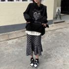 Plaid Side Slit Midi Skirt / Printed Hoodie (various Designs)