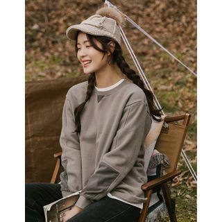 Corduroy-panel Cotton Sweatshirt