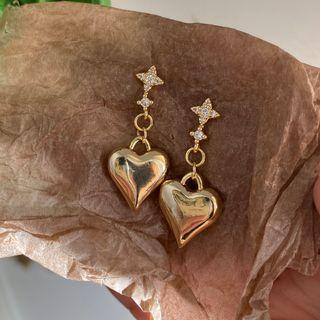 Star Heart Rhinestone Alloy Dangle Earring