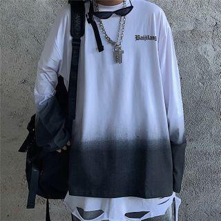 Lettering Gradient Long-sleeve T-shirt