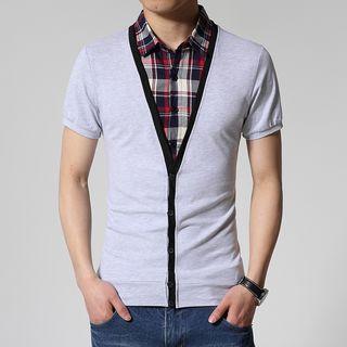 Short-sleeve Mock Two Piece Shirt