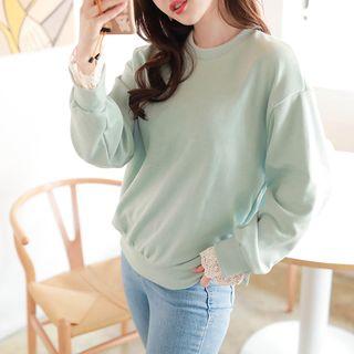 Laced Slit-cuff Pastel Sweatshirt