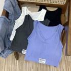 V-neck Lettering Cropped Tank Top