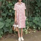 Shell Print Short-sleeve A-line Shirtdress