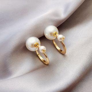 Faux Pearl Hoop Earring 1 Pair - E2120 - One Size