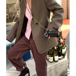 Lapelless Woolen Handmade Blazer Dark Beige - One Size