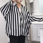 Striped Oversized Shirt Black - One Size