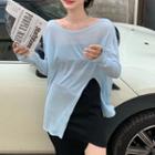 Long-sleeve Slit Light T-shirt