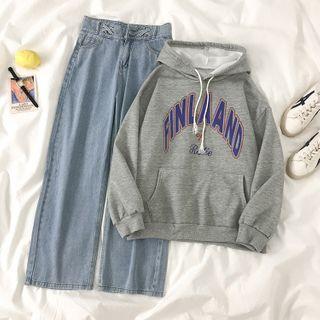 Lettering Hoodie / Wide Leg Jeans