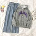 Lettering Hoodie / Wide Leg Jeans