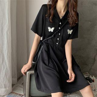 Short-sleeve Butterfly Embroidery Dress