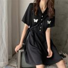 Short-sleeve Butterfly Embroidery Dress