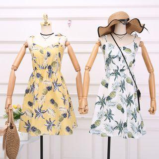 Pineapple Print Shoulder-tie Sundress