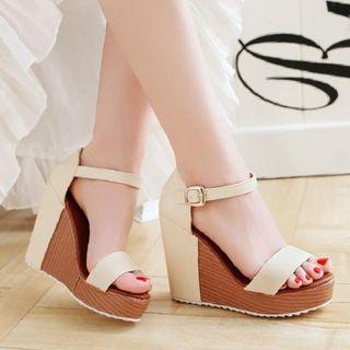 Platform Color Block Wedge Sandals