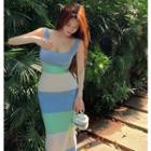 Open-back Colorblock Maxi Dress Colorblock - One Size