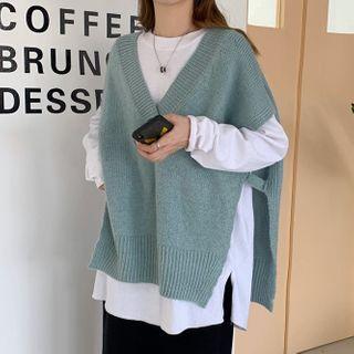 V-neck Knit Vest / Shirtdress / Oversized Shirt