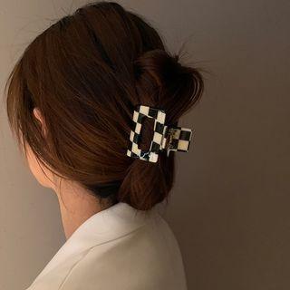 Checker Acrylic Hair Clamp Check - Black & White - One Size