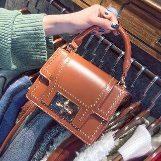 Studded Boxy Tote With Shoulder Strap