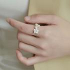 Freshwater Pearl Shell Flower Ring 1 Piece - As Shown In Figure - One Size