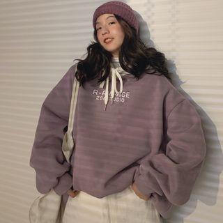 Lettering Mock Two Piece Oversized Pullover