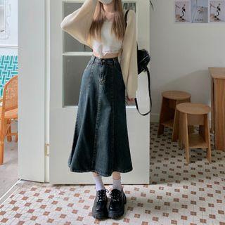 High-waist Denim A-line Mermaid Skirt