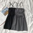 Spaghetti-strap Cross-back Mini A-line Dress