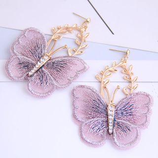 Rhinestone Fabric Butterfly Dangle Earring