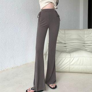 Drawstring Knit Boot-cut Pants