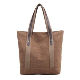 Contrast-trim Canvas Tote Bag