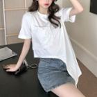 Short-sleeve Lace Irregular Top