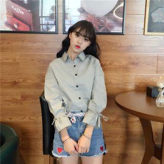 Embroidered Bell-sleeve Shirt