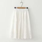 Crochet Lace Midi A-line Skirt White - One Size