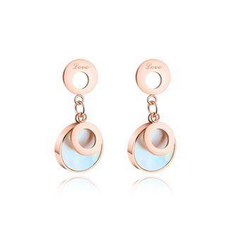 Simple And Fashion Plated Rose Gold Geometric Round Mother-of-pearl 316l Stainless Steel Earrings Rose Gold - One Size