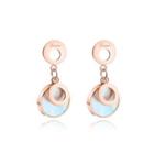 Simple And Fashion Plated Rose Gold Geometric Round Mother-of-pearl 316l Stainless Steel Earrings Rose Gold - One Size