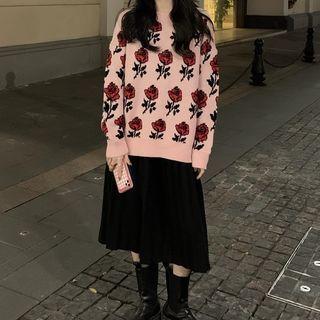 Floral Sweater Rose - Almond - One Size