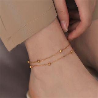 Bead Layered Alloy Anklet Anklet - Does Not Fade - Gold - One Size