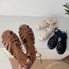 Woven Ankle Strap Flat Sandals
