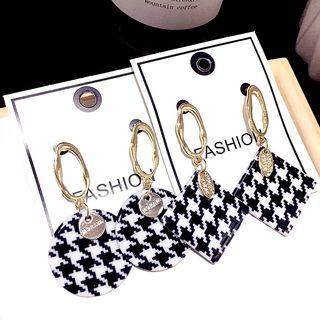Houndstooth Disc / Square Dangle Earring