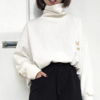 Embroidered High Neck Sweatshirt